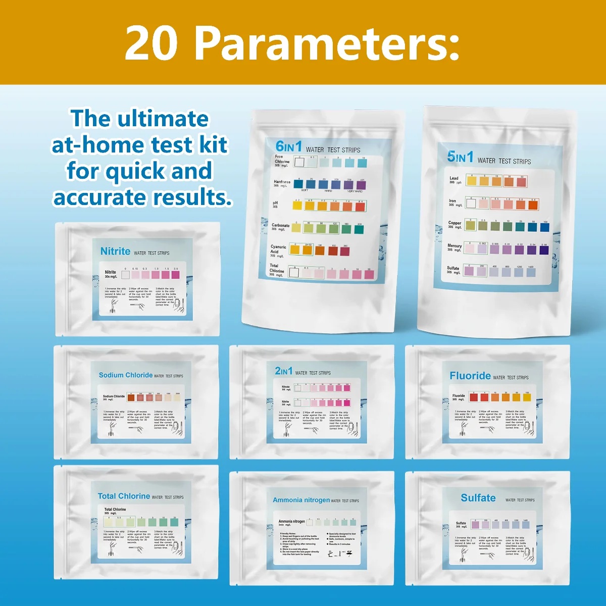 YAGO 20 in 1 Water Test Strips - Water Testing Kit ulasan dan harga